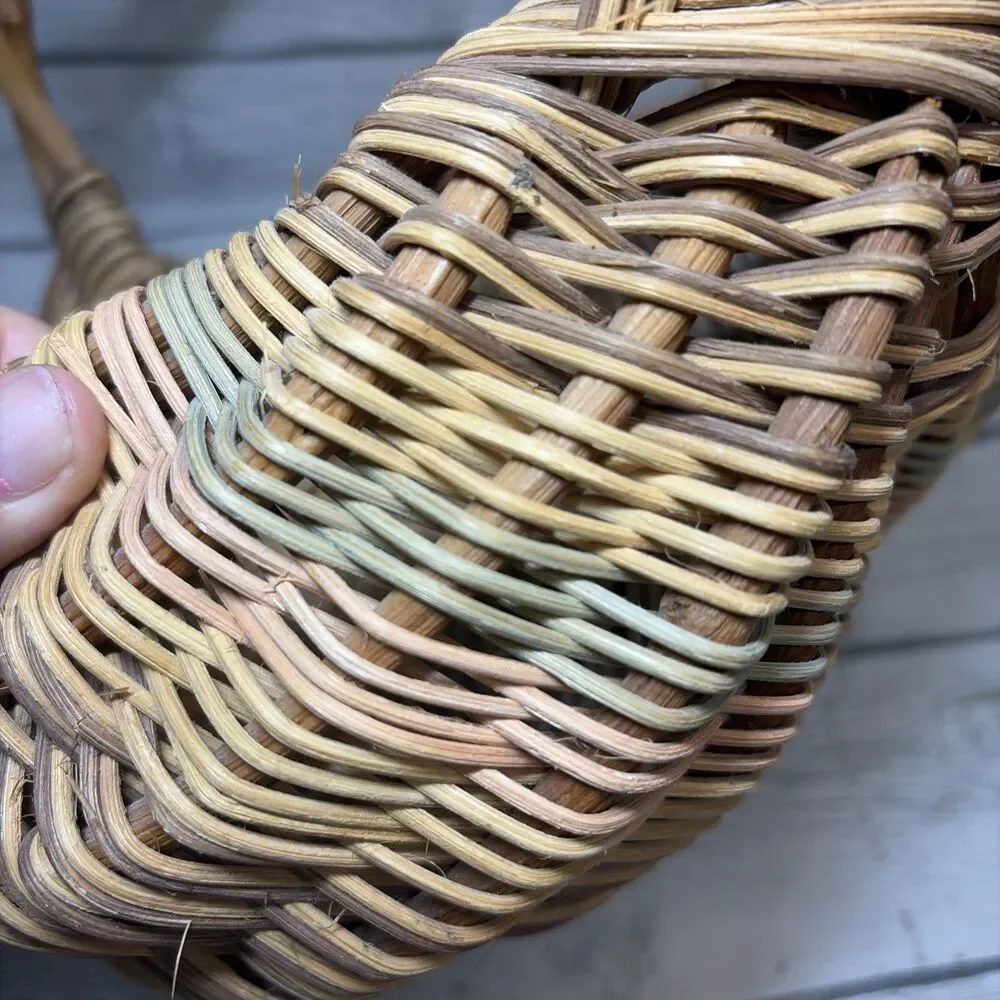 Vtg Woven Berry, Egg Butt Basket Handle God's Eye Gather Farm Twisted Handle